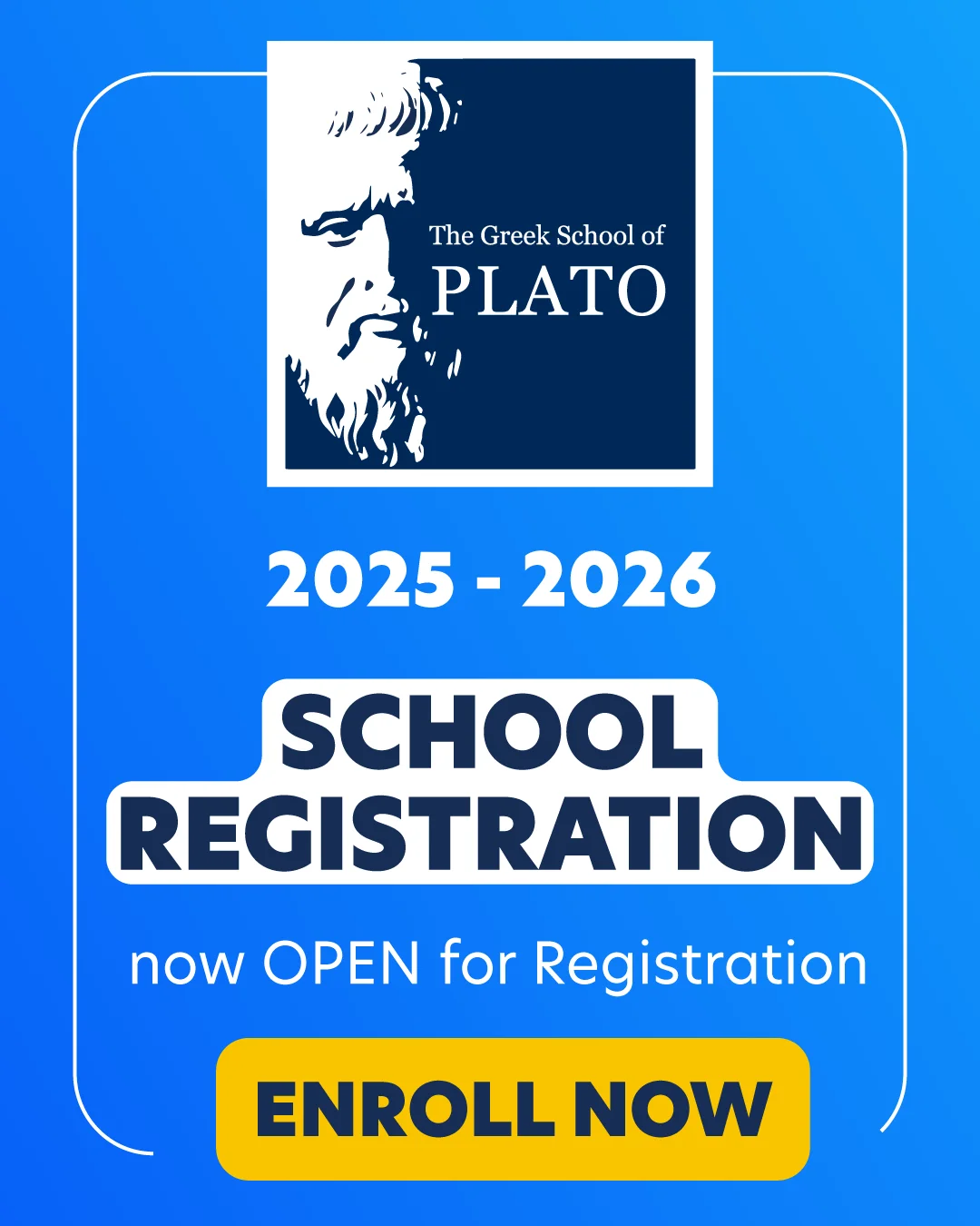 The Greek School of Plato Registrations 2025 - 2026. Now open for registration! Enroll Now!