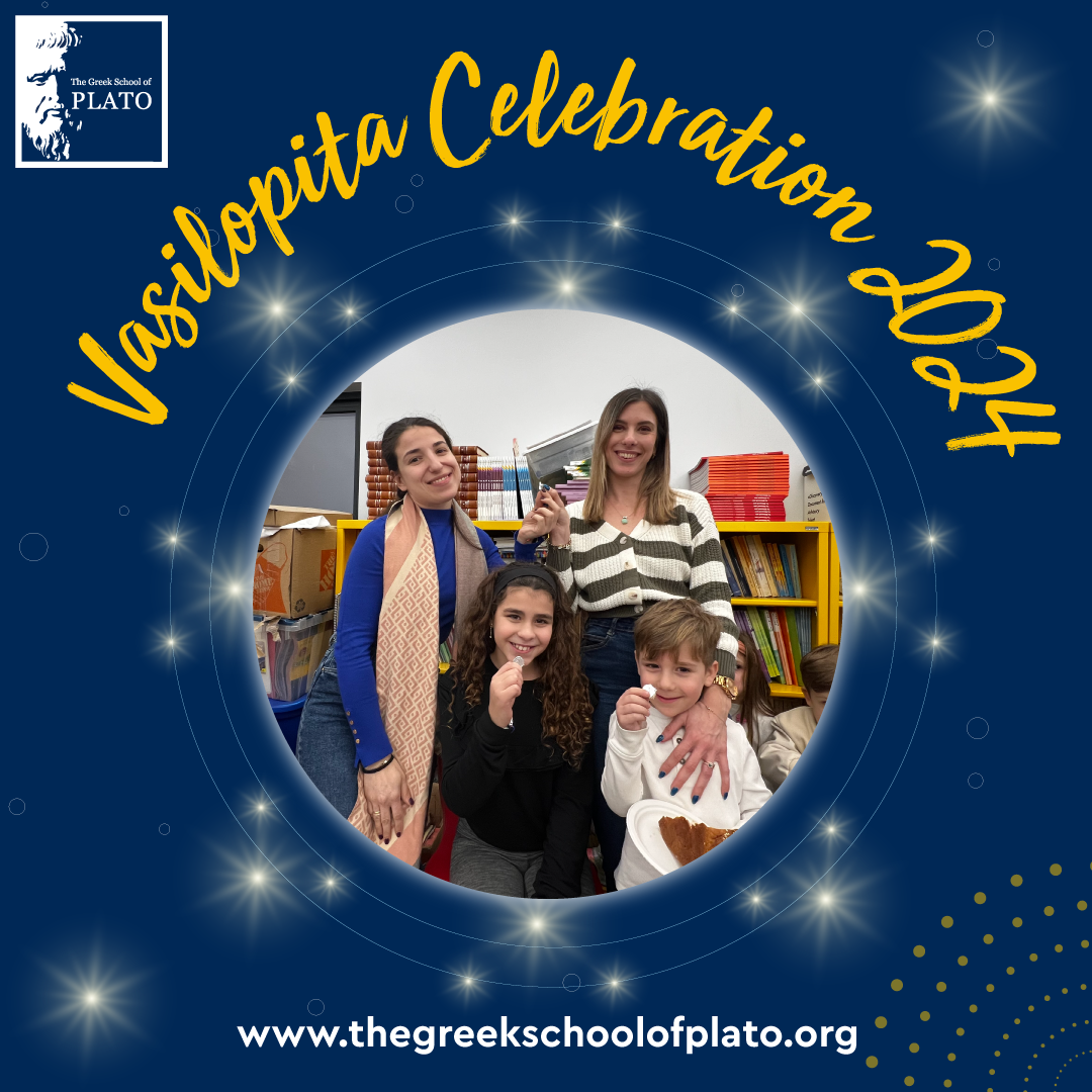 Celebrating the Vasilopita tradition at The Greek School of Plato! Discovering hidden blessings in our New Year's cake.